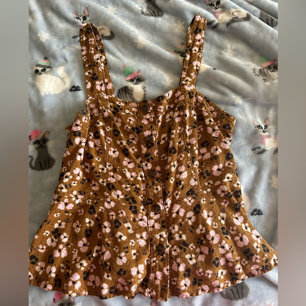 Who What Wear Brown Button Front Tank Top